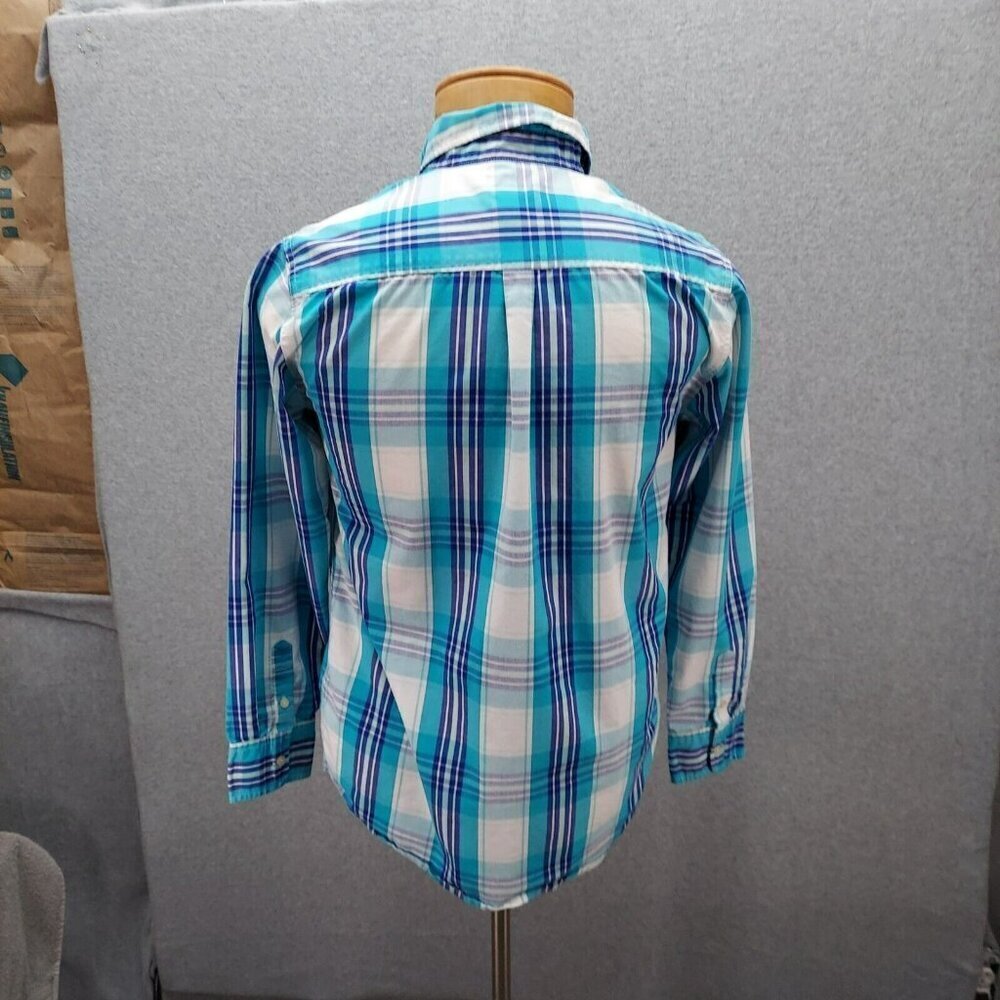 Chaps Mens Easy Care Button Down Long Sleeve Shirt Blue Plaid Size XL 18/20 - Picture 5 of 6